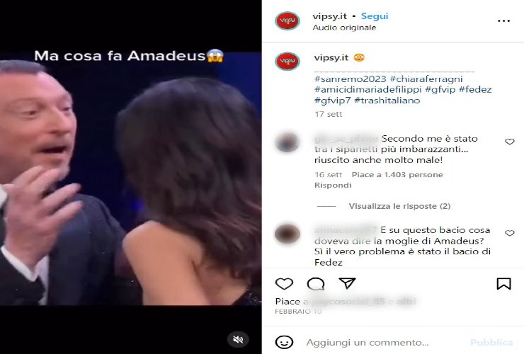 Il bacio tra il conduttore e l'attrice