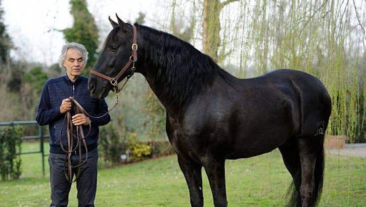 Andrea Bocelli con il suo cavallo