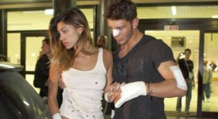 Stefano e Belen incidente
